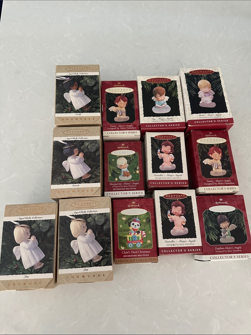 New Lot 14 Hallmark Keepsake Showcase Ornaments Angels Boy Girl Christmas Vtg